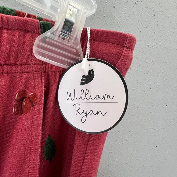 William & Ryan Pajama Lounge Pants S Bamboo Brick Red Holly Leaves Berries NWT - Picture 3 of 5
